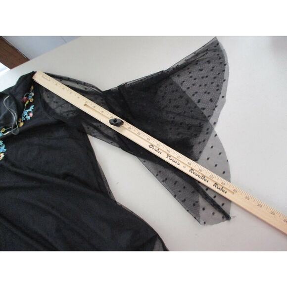 Umgee Top Womens Small Black Lace Embroidered Floral Fairy Grunge Whimsigoth - Picture 5 of 9